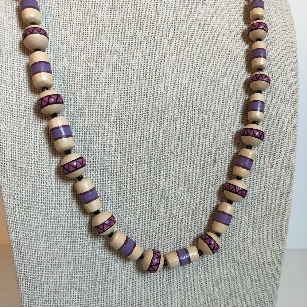 Pretty vintage style clay bead necklace pink purple Africa? ethnic boho